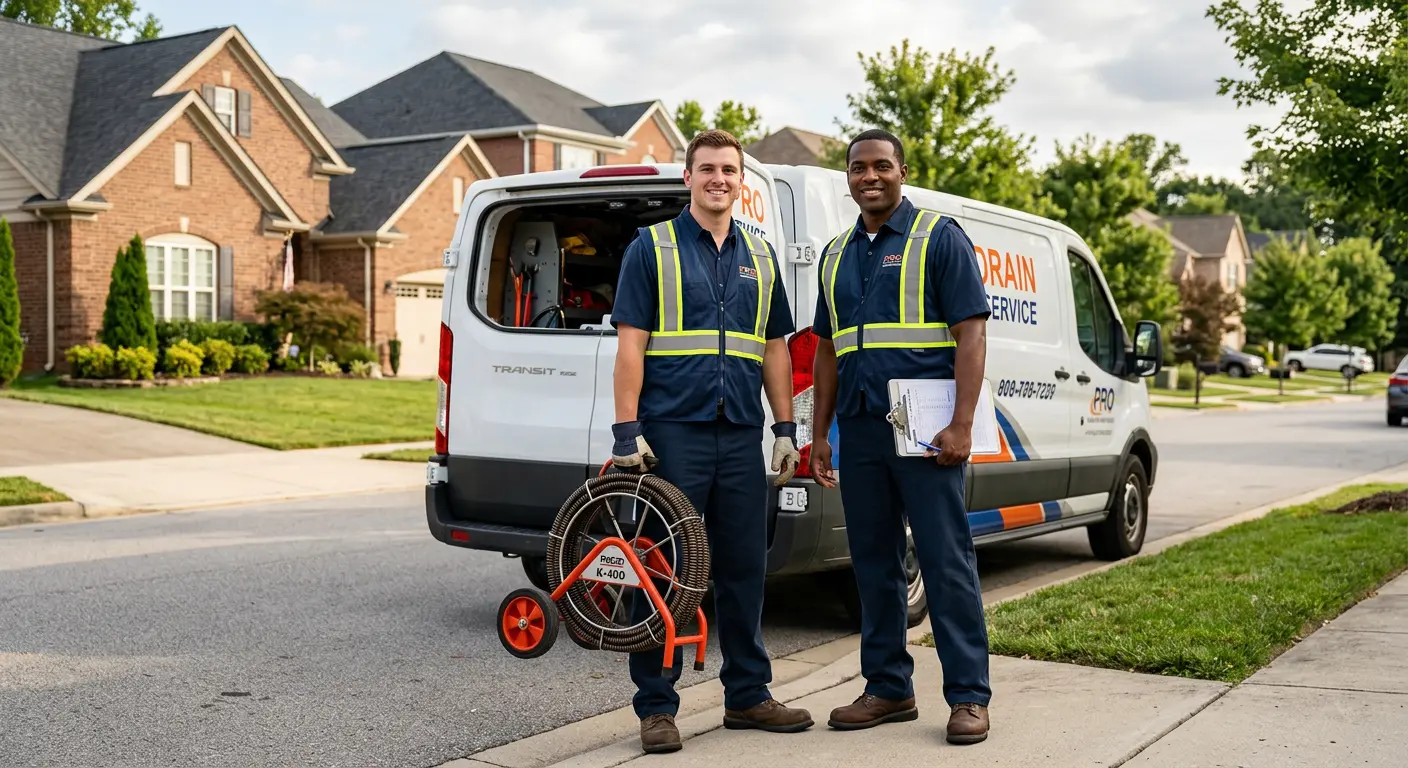 Sewer and drain service team with equipment ready for work in Nocatee